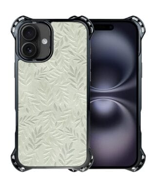 Etui do iPhone 16 IBIZU DropGuard Ultra z MagSafe, Relief Garden, Ślad oliwki