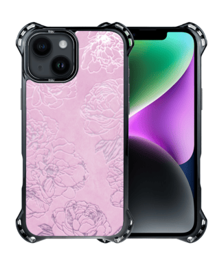 Etui do iPhone 14 IBIZU DropGuard Ultra z MagSafe, Relief Garden, Różowe piwonie