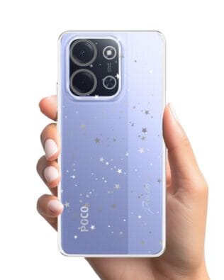 Etui do Xiaomi POCO C85 przeźroczyste, silikonowe Flexi, Szampańskie gwiazdki