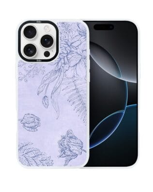 Etui do iPhone 16 Pro IBIZU DropGuard Matt z MagSafe, Relief Garden, Kwiatowa płaskorzeźba, białe