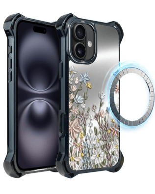 Etui do iPhone 16 IBIZU DropGuard Ultra z MagSafe, Relief Garden, Wiosenna łąka