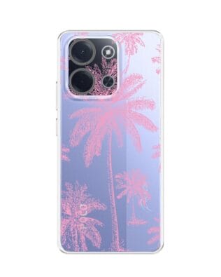 Etui do Xiaomi POCO C85 przeźroczyste, silikonowe Flexi, Mystic, Różowe palmy