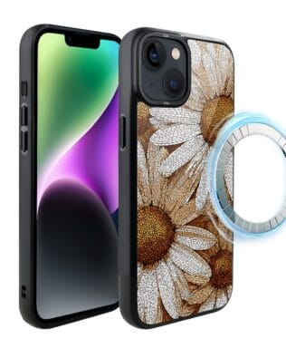 Etui do iPhone 14 Plus IBIZU DropGuard Matt z MagSafe, Modern Classics, Mozaika rumianków