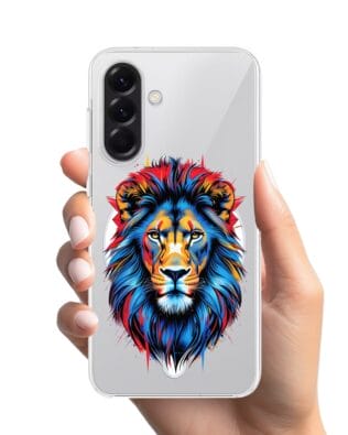 Etui do Samsung Galaxy A57 z MagSafe przeźroczyste, silikonowe Flexi, Dzika Mandala, Lew