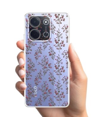 Etui do Xiaomi POCO C85 przeźroczyste, silikonowe Flexi, Mini Patterns, Różyczki