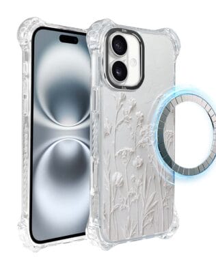 Etui do iPhone 16 IBIZU DropGuard Ultra z MagSafe, Relief Garden, Suszone kwiaty polne