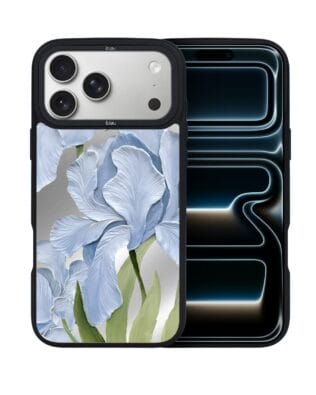 Etui do iPhone 17 Pro IBIZU DropGuard Matt z MagSafe, Relief Garden, Błękitny irys