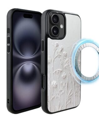 Etui do iPhone 16 IBIZU DropGuard Matt z MagSafe, Relief Garden, Suszone kwiaty polne