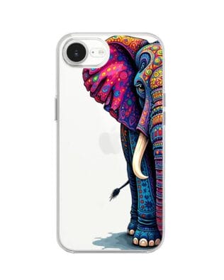 Etui do iPhone 17e przeźroczyste, silikonowe Flexi, Dzika Mandala, Słoń