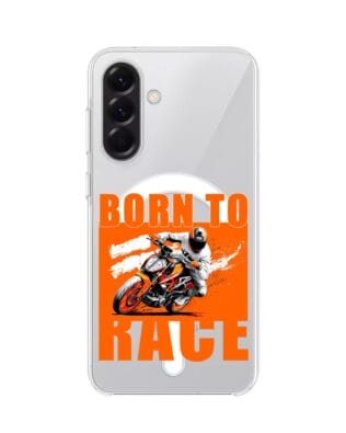 Etui do Samsung Galaxy A57 z MagSafe przeźroczyste, silikonowe Flexi, Bikers, Ścigacz