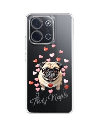 Etui do Xiaomi POCO C85 przeźroczyste, silikonowe Flexi, Puppy Love, pies rasy Mops