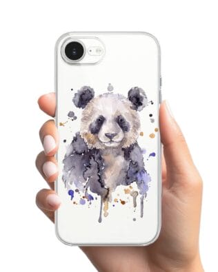 Etui do iPhone 17e przeźroczyste, silikonowe Flexi, Dzika Mandala, Panda