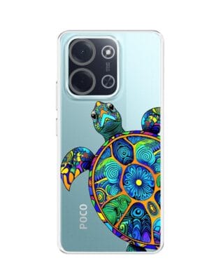 Etui do Xiaomi POCO C85 przeźroczyste, silikonowe Flexi, Dzika Mandala, Żółw
