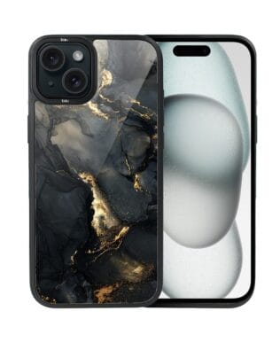 Etui do iPhone 15 IBIZU DropGuard Matt z MagSafe, Ethereal Essence, Czarny diament ze złotem