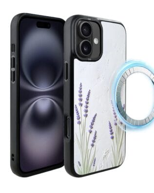 Etui do iPhone 16 Plus IBIZU DropGuard Matt z MagSafe, Relief Garden, Prowansalska lawenda