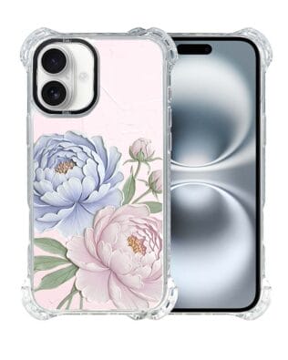 Etui do iPhone 16 Plus IBIZU DropGuard Ultra z MagSafe, Relief Garden, Piwoniowy róż