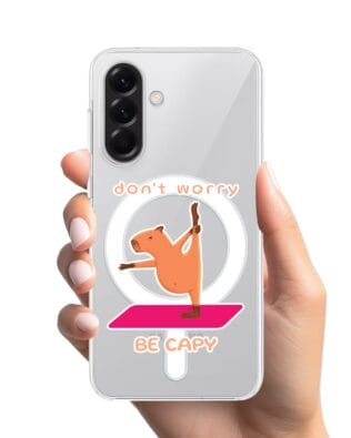 Etui do Samsung Galaxy A57 z MagSafe przeźroczyste, silikonowe Flexi, kapibara