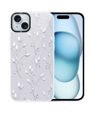 Etui do iPhone 15 IBIZU DropGuard Matt z MagSafe, Zimowa magia, Lodowe kwiaty