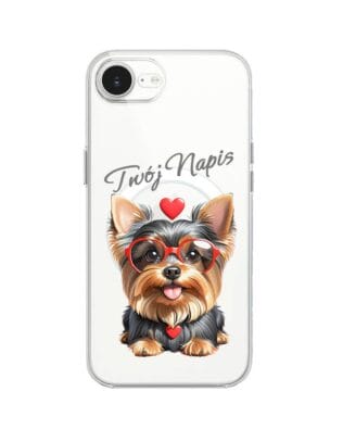 Etui do iPhone 17e z MagSafe przeźroczyste, silikonowe Flexi, Puppy Love, pies rasy York