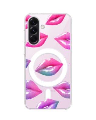 Etui do Samsung Galaxy A57 z MagSafe przeźroczyste, silikonowe Flexi, hologramowe usta