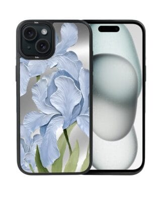 Etui do iPhone 15 Plus IBIZU DropGuard Matt z MagSafe, Relief Garden, Błękitny irys