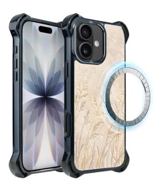 Etui do iPhone 17 IBIZU DropGuard Ultra z MagSafe, Relief Garden, Kłosy z piaskowca
