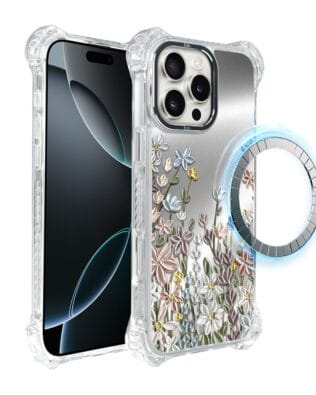 Etui do iPhone 16 Pro IBIZU DropGuard Ultra z MagSafe, Relief Garden, Wiosenna łąka