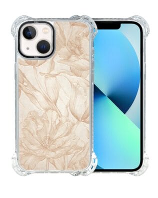 Etui do iPhone 13 IBIZU DropGuard Ultra z MagSafe, Relief Garden, Botaniczny biskwit