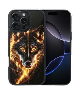 Etui do iPhone 16 Pro Max IBIZU DropGuard Matt z MagSafe, Wilki, Ognisty Wilk