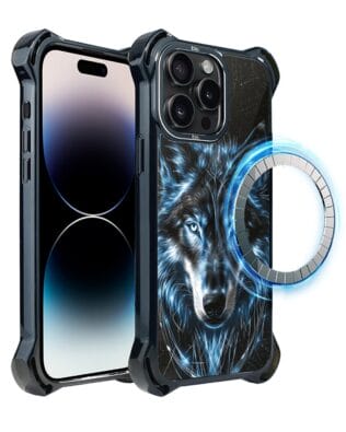 Etui do iPhone 14 Pro IBIZU DropGuard Ultra z MagSafe, Wilki, Lodowy Wilk