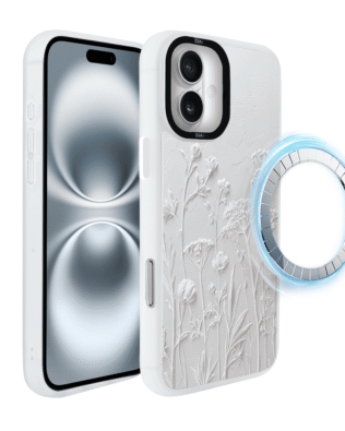 Etui do iPhone 16 Plus IBIZU DropGuard Matt z MagSafe, Relief Garden, Suszone kwiaty polne