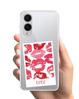 Etui do Samsung Galaxy S25 Edge z MagSafe przeźroczyste, silikonowe Flexi, pocałunki, polaroid