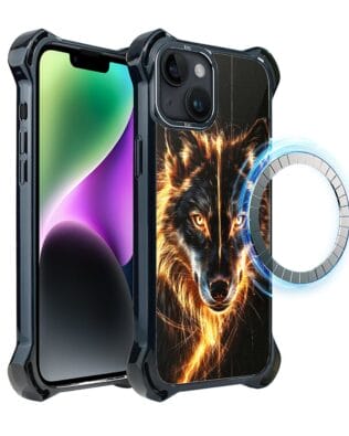 Etui do iPhone 14 IBIZU DropGuard Ultra z MagSafe, Wilki, Ognisty Wilk