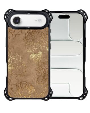 Etui do iPhone Air IBIZU DropGuard Ultra z MagSafe, Relief Garden, Złote piwonie