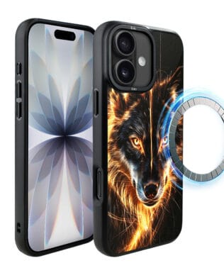 Etui do iPhone 17 IBIZU DropGuard Matt z MagSafe, Wilki, Ognisty Wilk