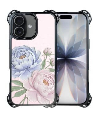Etui do iPhone 17 IBIZU DropGuard Ultra z MagSafe, Relief Garden, Piwoniowy róż