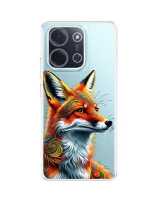 Etui do Xiaomi POCO C85 przeźroczyste, silikonowe Flexi, Dzika Mandala, Twarz lisa