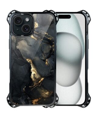 Etui do iPhone 15 Plus IBIZU DropGuard Ultra z MagSafe, Ethereal Essence, Czarny diament ze złotem