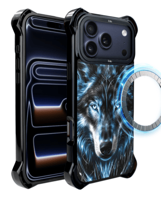 Etui do iPhone 17 Pro Max IBIZU DropGuard Ultra z MagSafe, Wilki, Lodowy Wilk