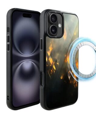 Etui do iPhone 16 Plus IBIZU DropGuard Matt z MagSafe, Twilight Dreams, Golden Sparks