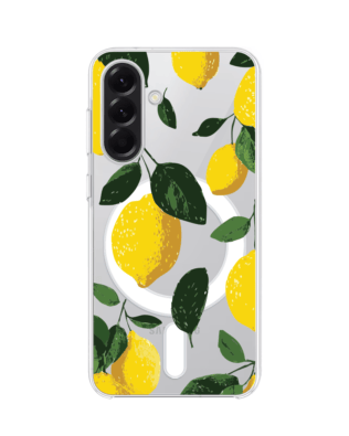 Etui do Samsung Galaxy A57 z MagSafe przeźroczyste, silikonowe Flexi, Italian Summer, Cytrynowe