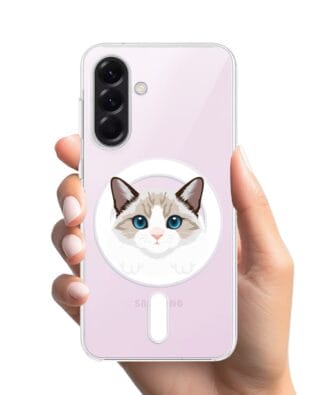 Etui do Samsung Galaxy A57 z MagSafe przeźroczyste, silikonowe Flexi, kot birmański