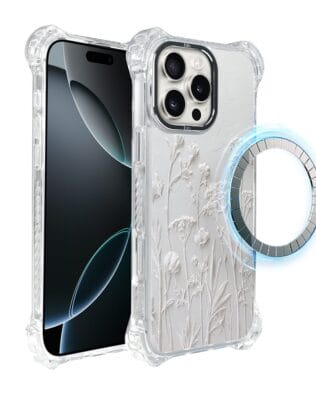 Etui do iPhone 16 Pro Max IBIZU DropGuard Ultra z MagSafe, Relief Garden, Suszone kwiaty polne