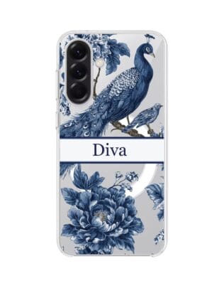Etui do Samsung Galaxy A57 z MagSafe przeźroczyste, silikonowe Flexi, Mystic, Diva Peacock