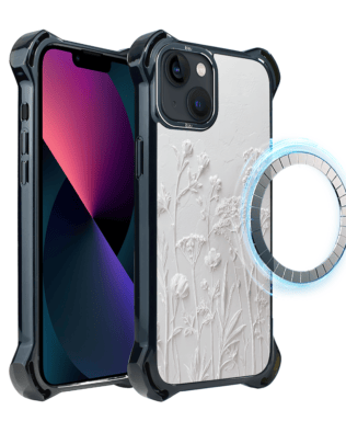 Etui do iPhone 13 IBIZU DropGuard Ultra z MagSafe, Relief Garden, Suszone kwiaty polne