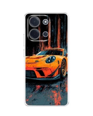 Etui do Xiaomi POCO C85 przeźroczyste, silikonowe Flexi, Szybkie Auta, Pomarańczowa 911