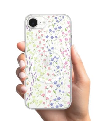 Etui do iPhone 17e z MagSafe przeźroczyste, silikonowe Flexi, kwiaty polne