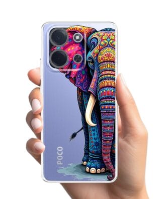 Etui do Xiaomi POCO C85 przeźroczyste, silikonowe Flexi, Dzika Mandala, Słoń