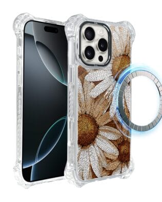 Etui do iPhone 16 Pro Max IBIZU DropGuard Ultra z MagSafe, Modern Classics, Mozaika rumianków