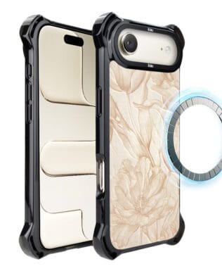 Etui do iPhone Air IBIZU DropGuard Ultra z MagSafe, Relief Garden, Botaniczny biskwit